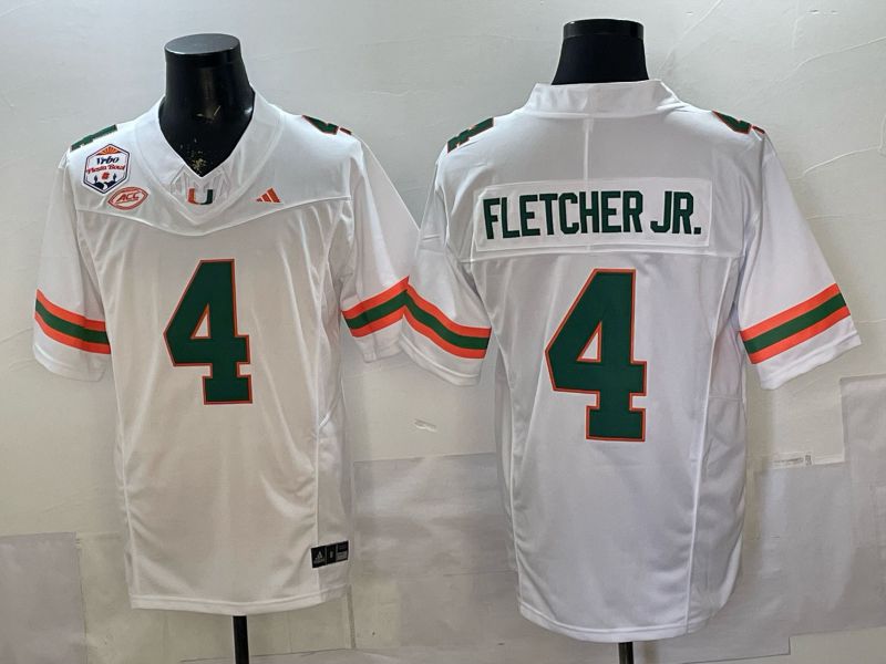 Men 2026 Miami Hurricanes #4 Fletcher jr White 3th generations Limited NCAA Jersey 0023->ncaa teams->NCAA Jersey